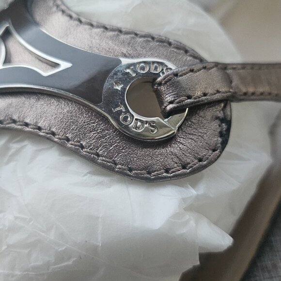 Tod's Women Sandal Brown Leather Upper Flat Shoes Made in Italy Size 39.5 - Picture 8 of 16